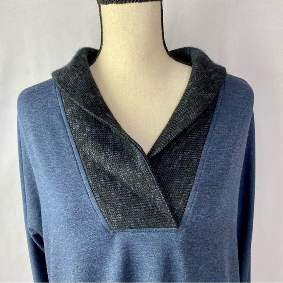 Soft Surroundings Navy charcoal gray collar Tunic stretch knit top size s - Picture 3 of 10